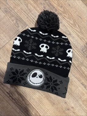 Adult Jack Nightmare before Christmas Pom Beanie Hat